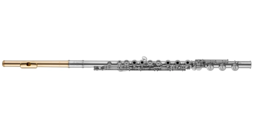 Altus Flutes - Standard Series Silver-Plated Flute with Open Holes, Split E, B Foot, Offset G, C# Trill, 18K Gold-Plated Z Headjoint