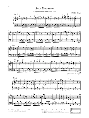 Eight Minuets K. 315a (315g) - Mozart/Scheideler - Piano - Sheet Music