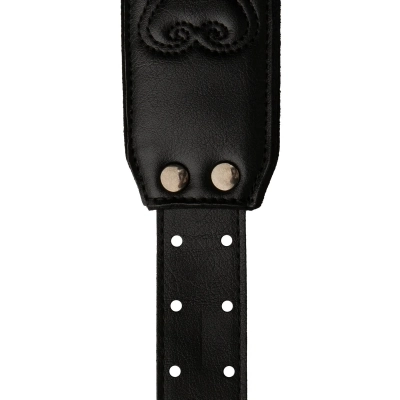 2.4\'\' Padded Guitar Strap w/RAS, Custom Leather, Faux Birds - Black