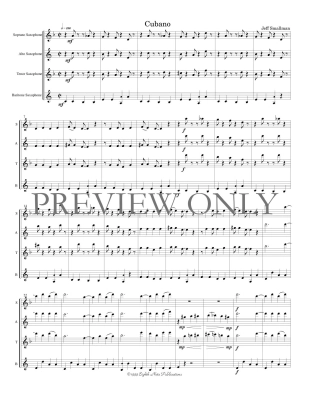 Cubano - Smallman - Saxophone Quartet - Score/Parts