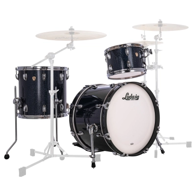 Ludwig Drums - Classic Maple Downbeat 3-Piece Shell Pack (20,12,14) - Black Hybrid Sparkle