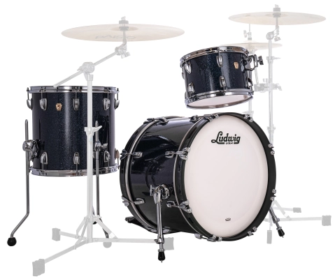 Ludwig Drums - Classic Maple Fab 22 3-Piece Shell Pack (22,13,16) - Black Hybrid Sparkle