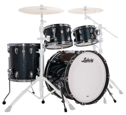 Ludwig Drums - Classic Maple Mod 4-Piece Shell Pack (22,10,12,16) - Black Hybrid Sparkle