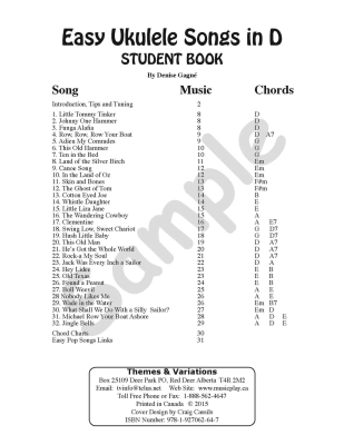 Easy Ukulele Songs in D, Student Book - Gagne - Ukulele - Book/Media Online