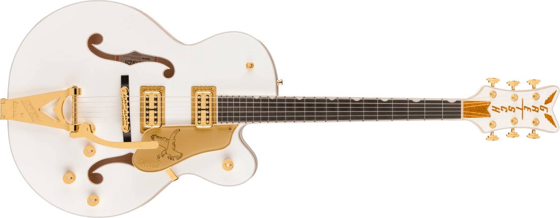 Falcon Hollow Body with String-Thru Bigsby and Gold Hardware, Ebony Fingerboard - White