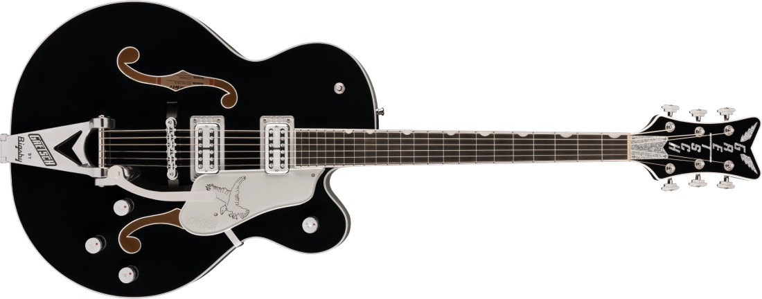 Falcon Hollow Body with String-Thru Bigsby and Chrome Hardware, Ebony Fingerboard - Black