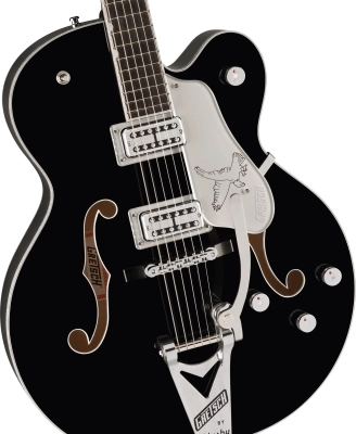 Falcon Hollow Body with String-Thru Bigsby and Chrome Hardware, Ebony Fingerboard - Black