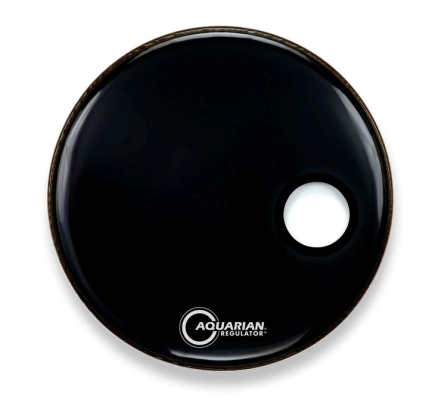 Aquarian - Gloss Black Regulator RSM Bass Drum Head with Offset Hole - 15