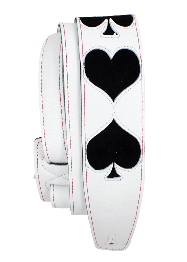 2.5\'\' White Garment Leather Guitar Strap with Poker Cut Out