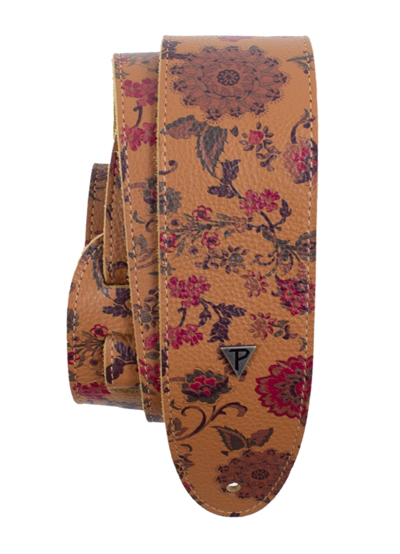 2.5\'\' Floral Direct to Garment Leather Guitar Strap