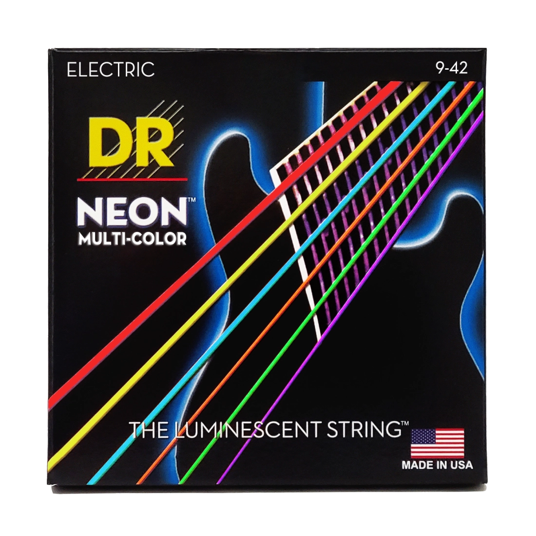 Neon Multicolored Coated 6 String Guitar Set - Light 9-42