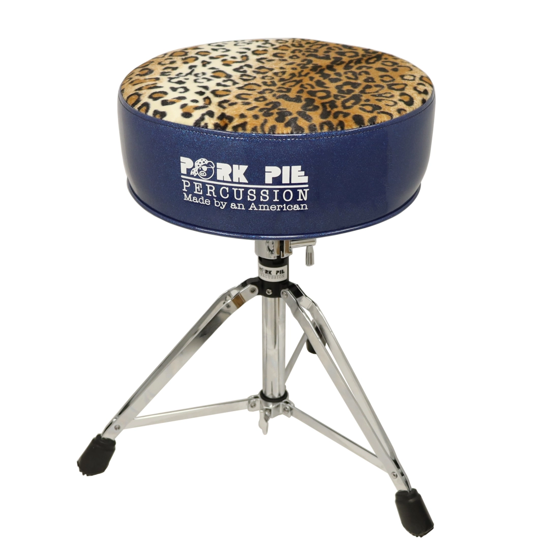 Round Seat Drum Throne - Blue Sparkle/Leopard Top