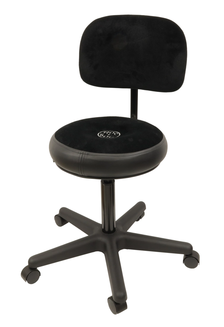 Lunar Series Round Seat Short Gas Drum Throne with Backrest and Casters - Black