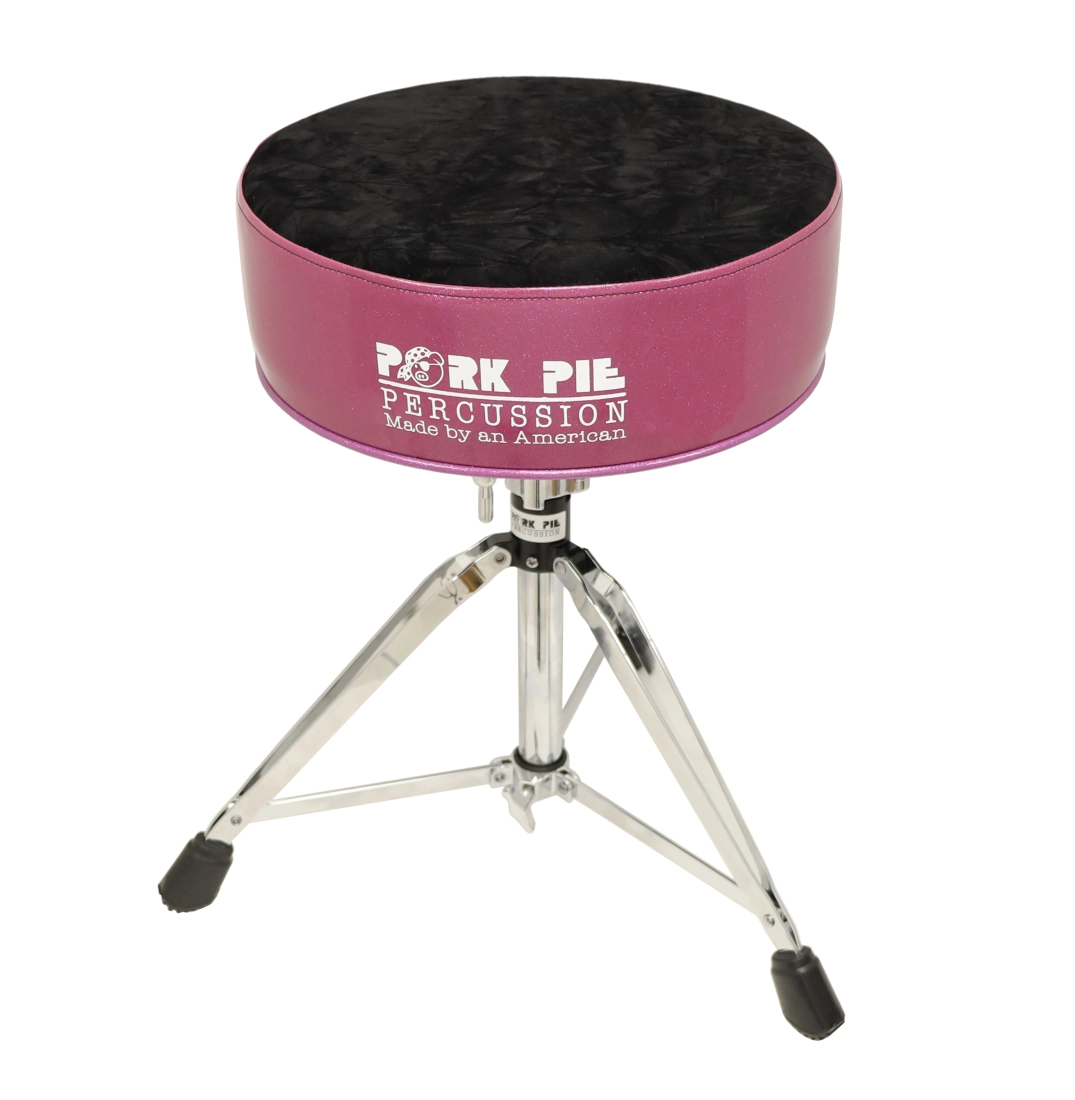 Round Seat Drum Throne - Purple Sparkle/Black Crushed Velvet Top