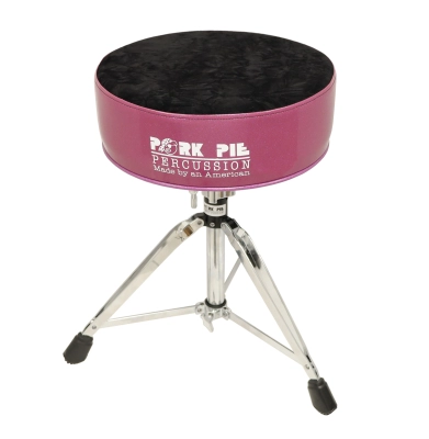 Pork Pie Percussion - Round Seat Drum Throne - Purple Sparkle/Black Crushed Velvet Top