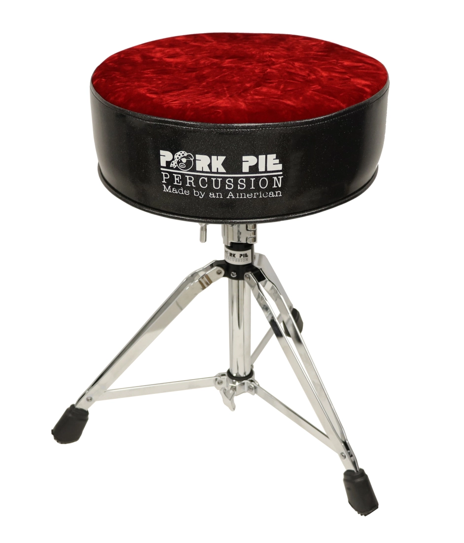 Round Seat Drum Throne - Black Sparkle/Red Crushed Velvet Top