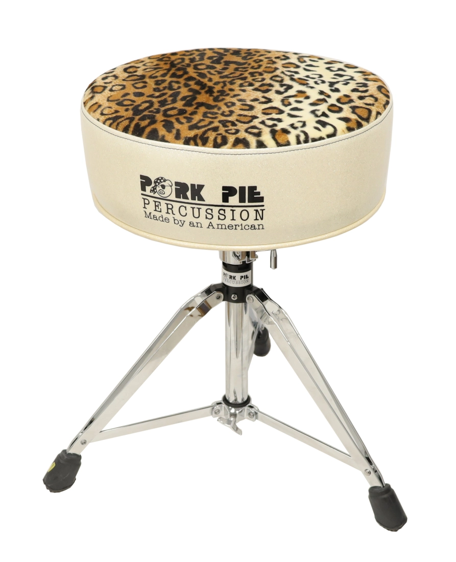 Round Seat Drum Throne - Silver Sparkle/Leopard Top