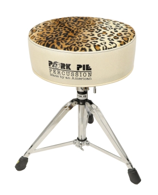 Pork Pie Percussion - Round Seat Drum Throne - Silver Sparkle/Leopard Top