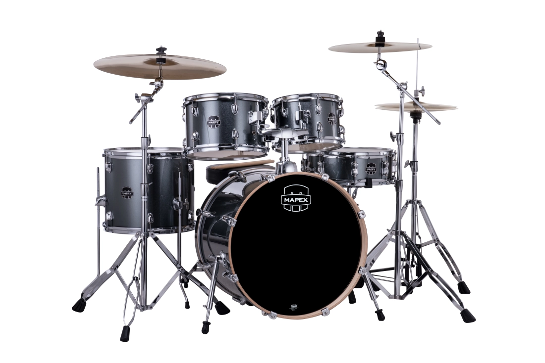 Venus 5-Piece Drum Kit (20,10,12,14,SD) with Hardware and Cymbals - Steel Blue Metallic