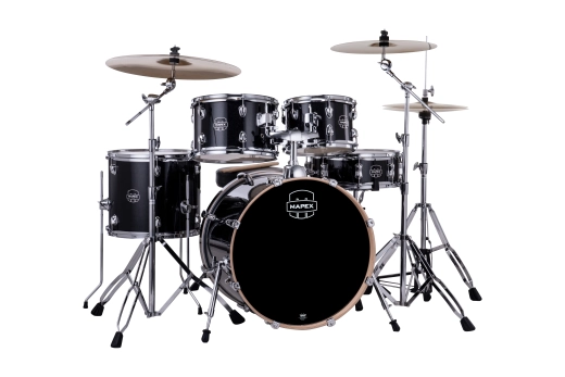 Mapex - Venus 5-Piece Drum Kit (20,10,12,14,SD) with Hardware and Cymbals - Black Galaxy Sparkle