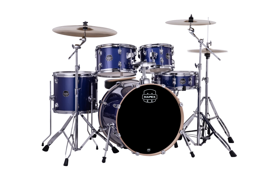 Venus 5-Piece Drum Kit (20,10,12,14,SD) with Hardware and Cymbals - Blue Sky Sparkle