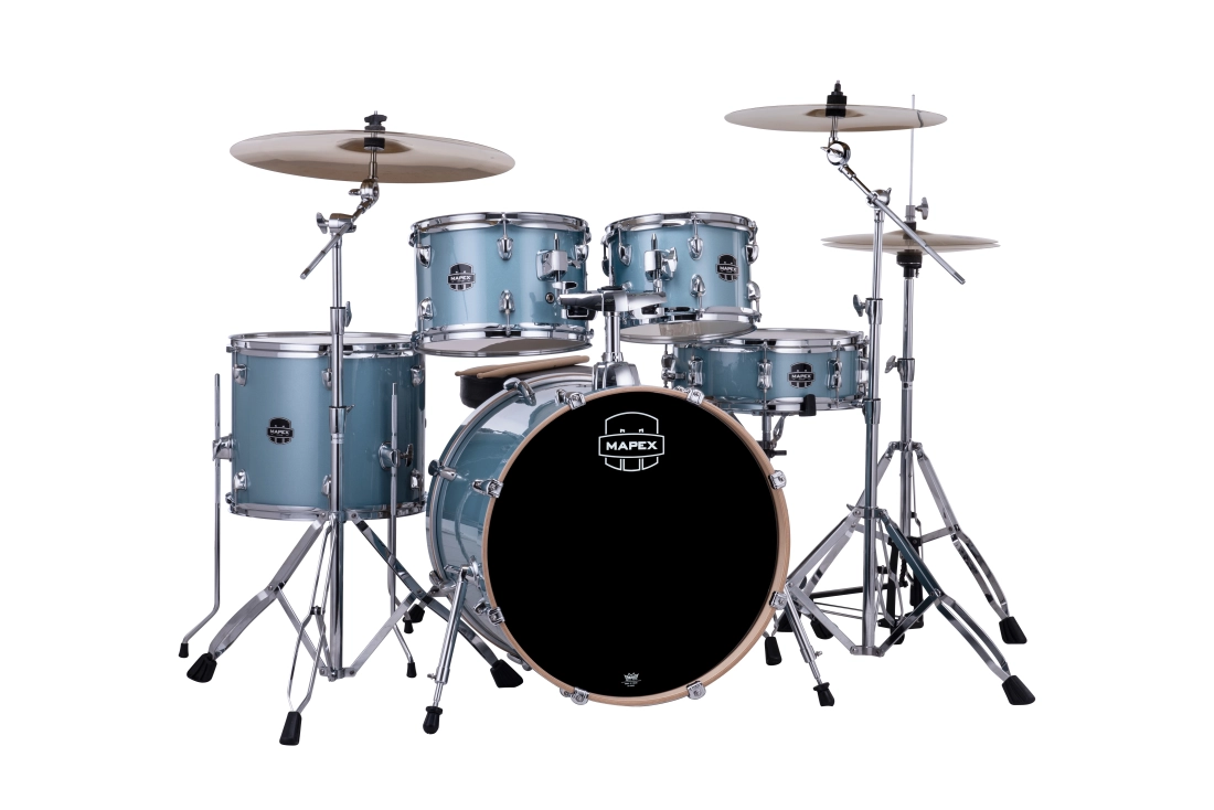 Venus 5-Piece Drum Kit (20,10,12,14,SD) with Hardware and Cymbals - Aqua Blue Sparkle