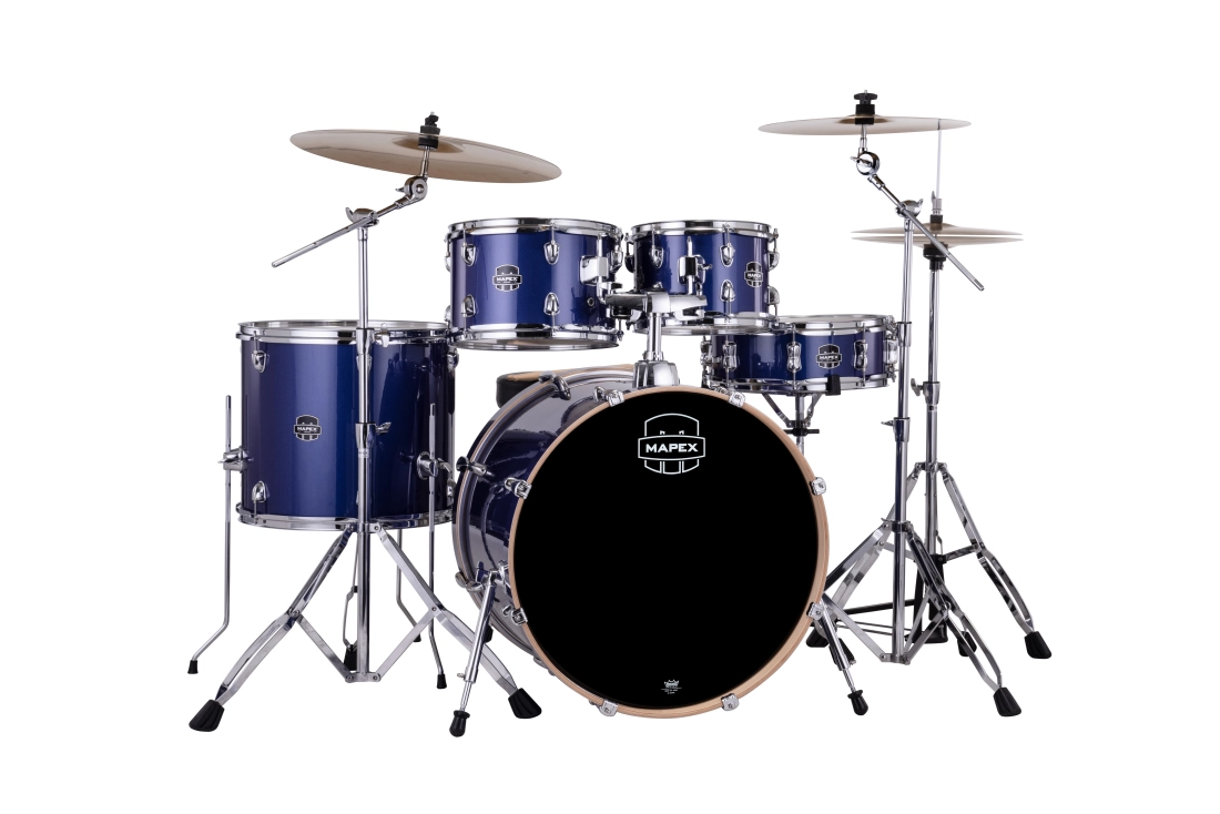 Venus 5-Piece Drum Kit (22,10,12,16,SD) with Hardware and Cymbals - Blue Sky Sparkle