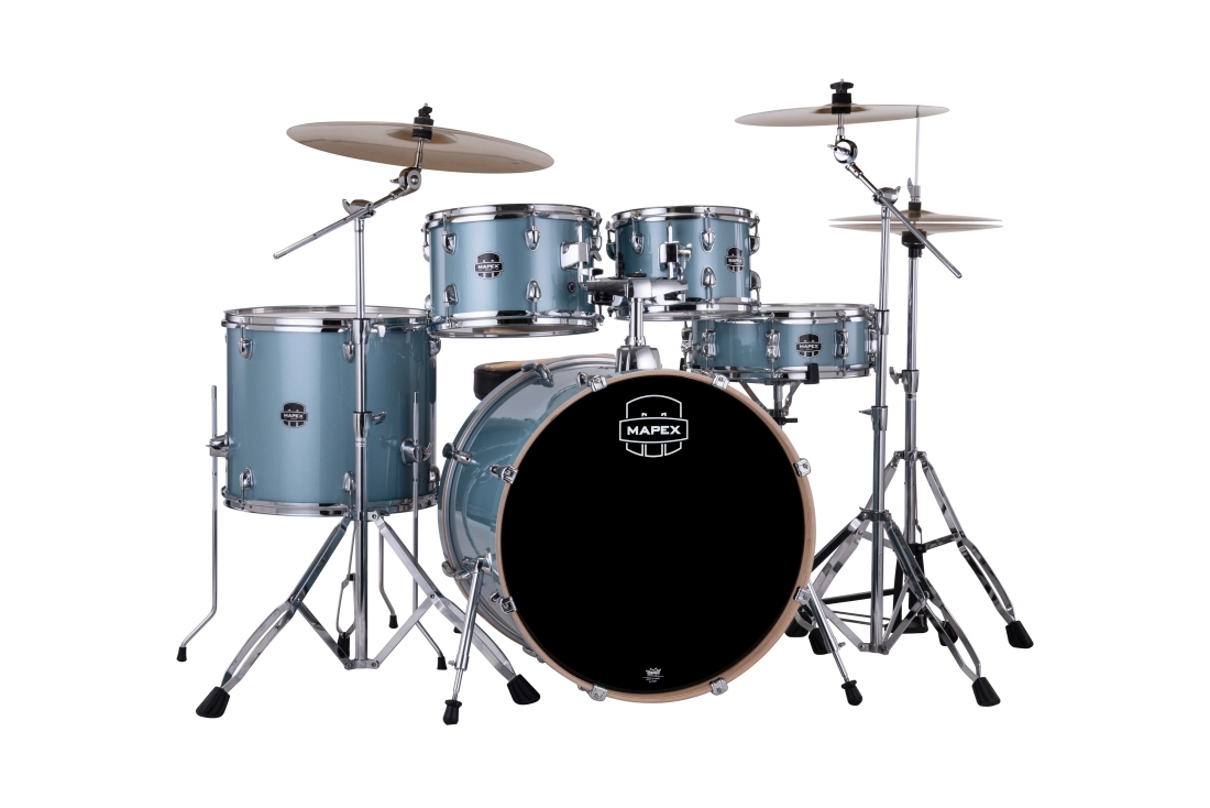 Venus 5-Piece Drum Kit (22,10,12,16,SD) with Hardware and Cymbals - Aqua Blue Sparkle