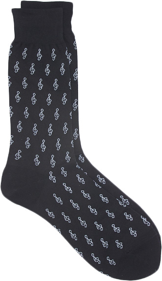 Mini Treble Clef Men\'s Socks - Black/White