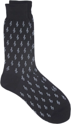 AIM Gifts - Mini Treble Clef Mens Socks - Black/White