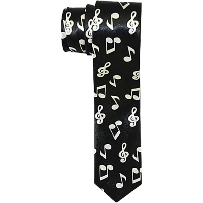 AIM Gifts - Skinny Tie, Music Notes - Black