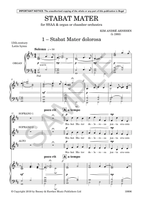 Stabat Mater - Arnesen - SSAA/Organ - Book