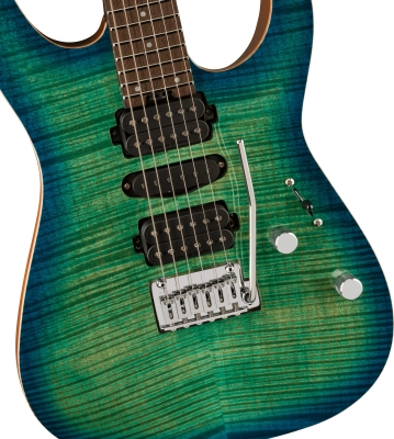 MJ DK24 HSH 2PT W Mahogany with Flame Maple, Wenge Fingerboard - Caribbean Burst