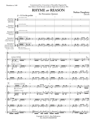 Rhyme or Reason - Daughtrey - Percussion Quintet - Score/Parts