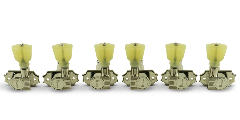 3 Per Side Revolution Series G-Mount Non-Collared Tuning Machines - Nickel with Plastic Keystone Button