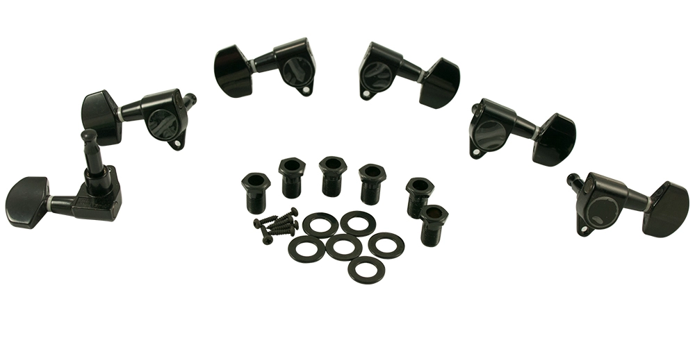 3 Per Side Diecast Tuning Machines - Black