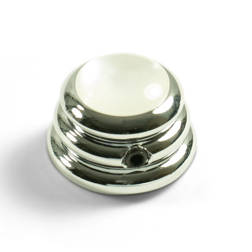 Q-Parts Knobs with White Acrylic Pearl Inlay - Ringo Chrome