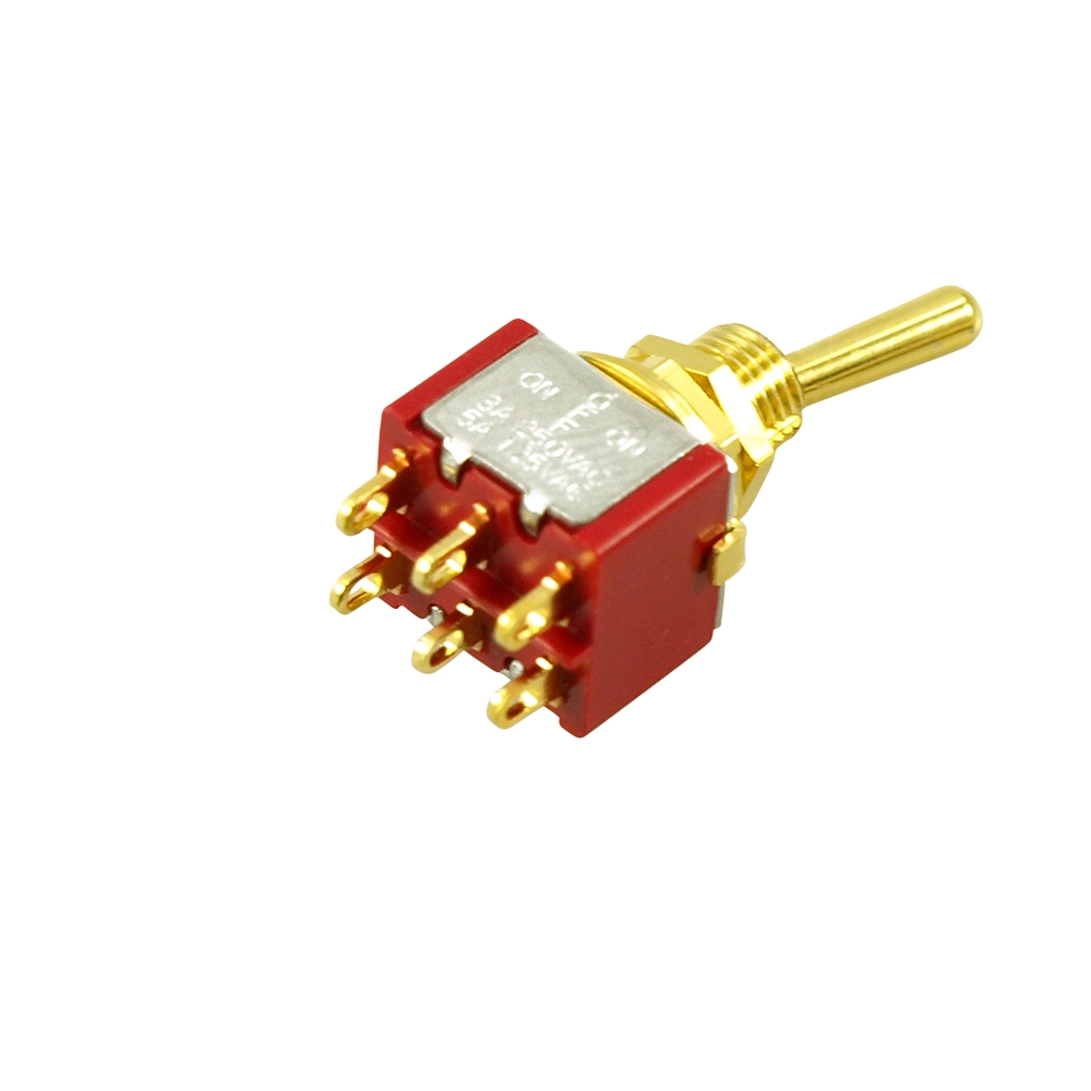 Mini Toggle Switch, 3 Position - Gold