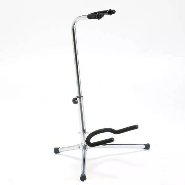 Deluxe Universal Guitar Stand with Safety Guard - Chrome