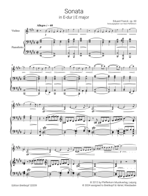 Sonata No. 3 E major Op. 60 - Franck/Pfefferkorn - Violin/Piano - Sheet Music