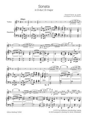 Sonata No. 4 D major Op. posth. - Franck/Pfefferkorn - Violin/Piano - Sheet Music