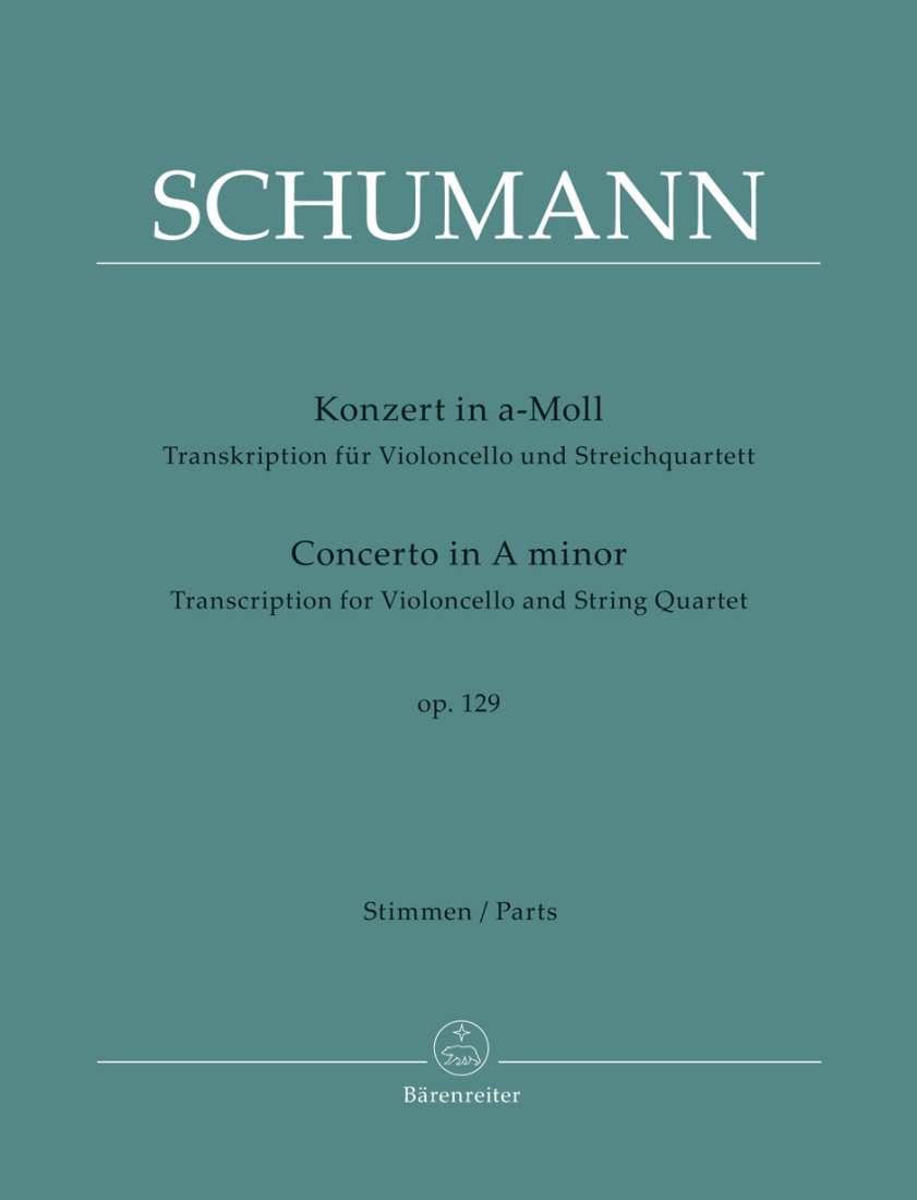 Concerto In A Minor, Op.129 - Schumann - Solo Cello/String Quartet - Parts Set