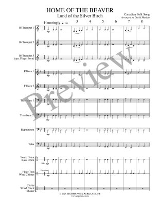 Home of the Beaver, Land of the Silver Birch - Canadian Folk Song/Marlatt - Brass Choir - Score/Parts