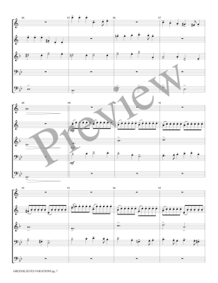 Greensleeves Variations, Green Sleeves to a Ground - Treybig - Brass Quintet - Score/Parts