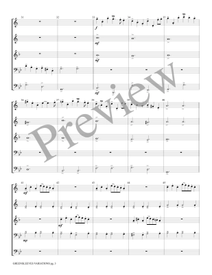 Greensleeves Variations, Green Sleeves to a Ground - Treybig - Brass Quintet - Score/Parts