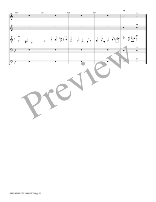 Greensleeves Variations, Green Sleeves to a Ground - Treybig - Brass Quintet - Score/Parts