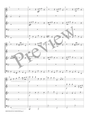 Greensleeves Variations, Green Sleeves to a Ground - Treybig - Brass Quintet - Score/Parts