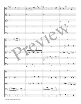 Greensleeves Variations, Green Sleeves to a Ground - Treybig - Brass Quintet - Score/Parts