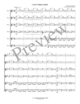 I Saw Three Ships - Traditional Carol/Marlatt - 6 Flutes - Score/Parts