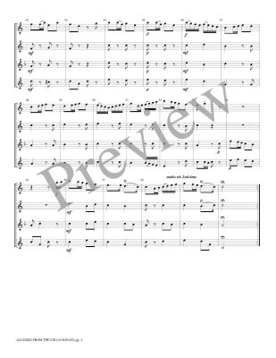 Allegro from the Cello Sonata - Marcello/Marlatt - Saxophone Quartet (AATB) - Score/Parts